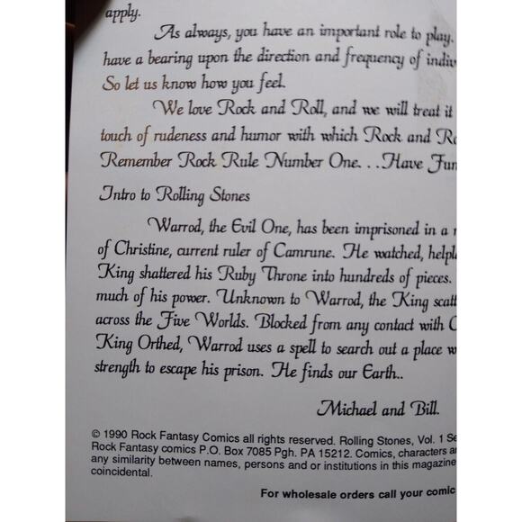 The Rolling Stones Rock Fantasy Comic Jan 1990 Classic Rock Artwork Vintage NOS - Picture 8 of 10